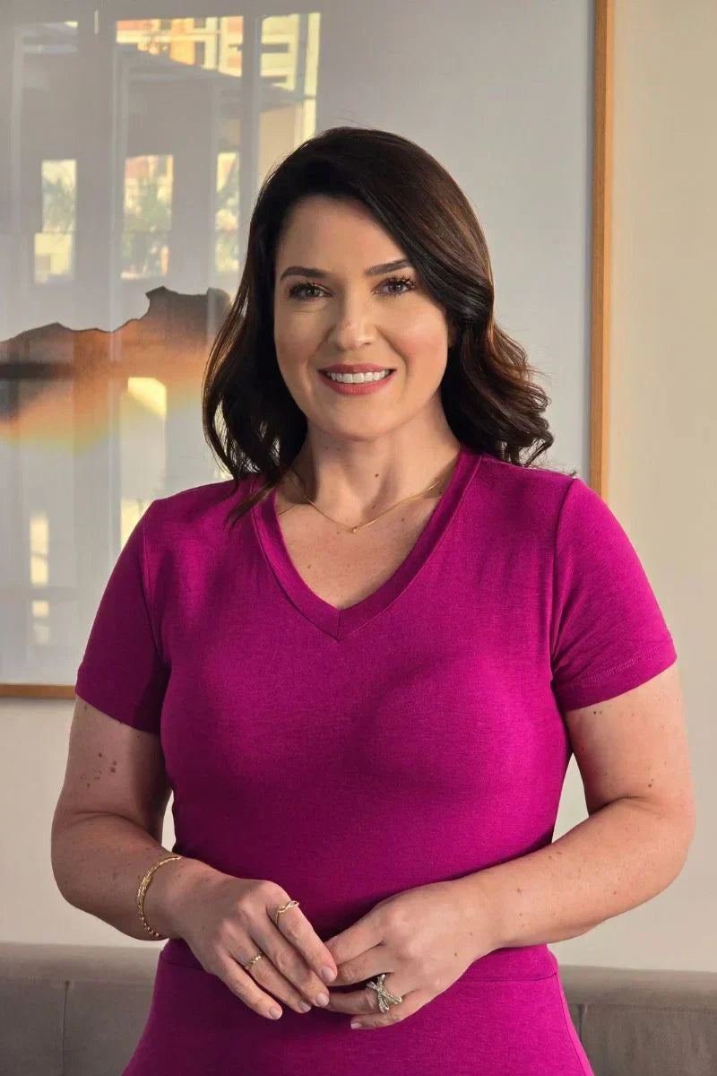 Vestido Samira Fúcsia Barra Transpassada em Viscolycra