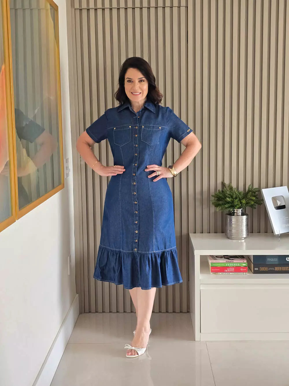 CHEMISE COM RECORTES E BABADO